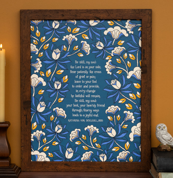 Be Still My Soul Hymn Art Print - 11x14 Bright Blue