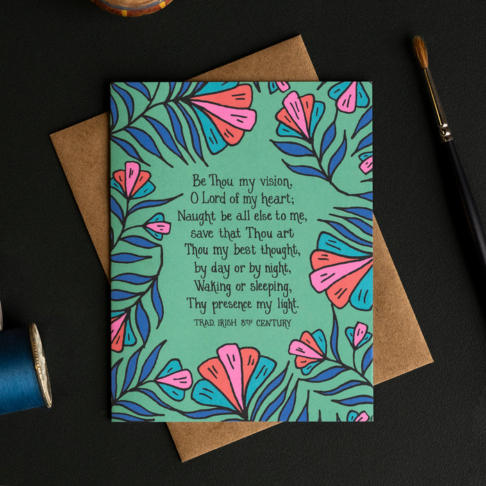 Be Thou My Vision Hymn Greeting Card — Sea Foam