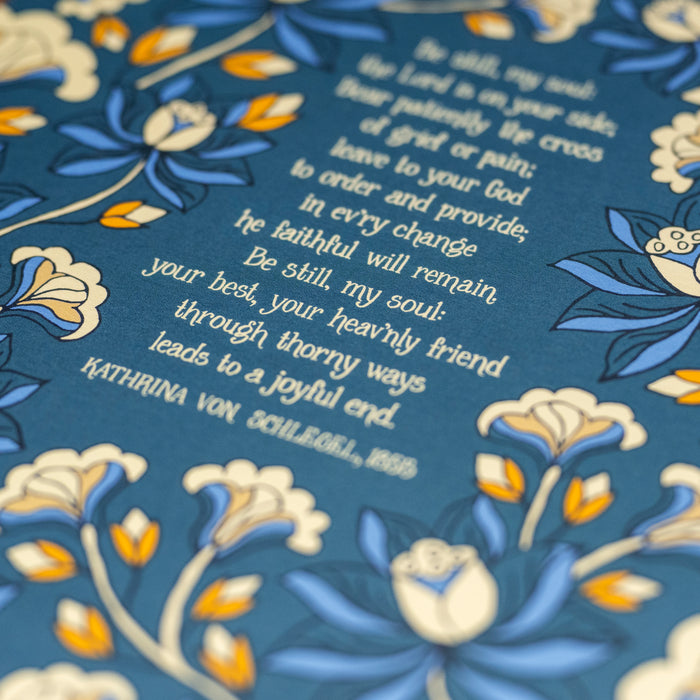 Be Still My Soul Hymn Art Print - 11x14 Bright Blue