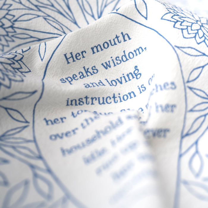 Call Her Blessed Scripture Tea Towel — Proverbs 31