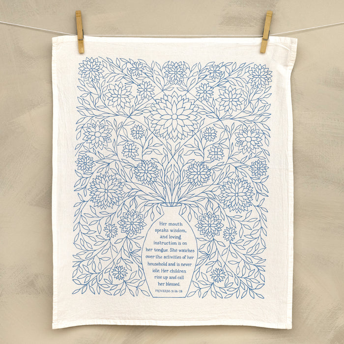 Call Her Blessed Scripture Tea Towel — Proverbs 31