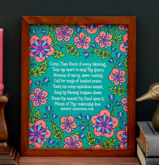 Come Thou Fount Hymn Art Print - Turquoise