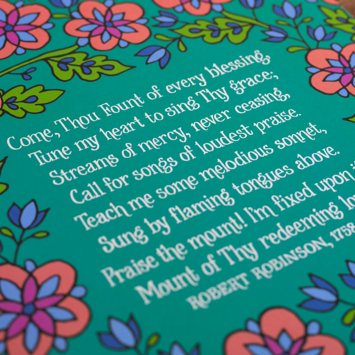 Come Thou Fount Hymn Art Print - Turquoise