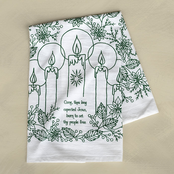 Come Thou Long Expected Jesus Christmas Tea Towel