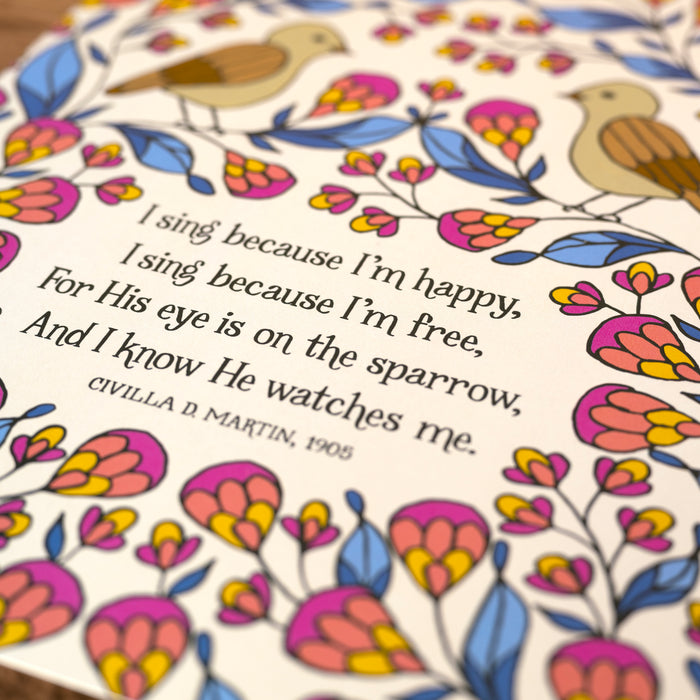 His Eye Is On the Sparrow Gospel Song Art Print