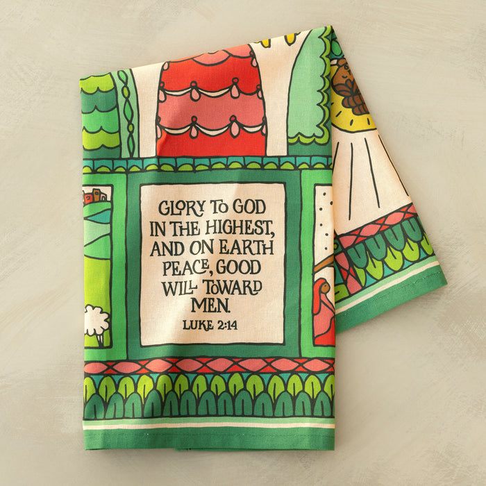 Glory To God Christmas Tea Towel - Full Color