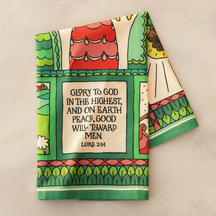 Glory To God Christmas Tea Towel - Full Color