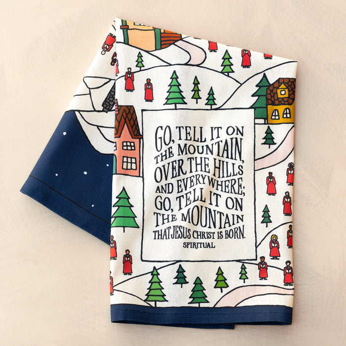 Go Tell It On The Mountain Christmas Tea Towel - Full Color