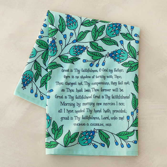 Great Is Thy Faithfulness Hymn Tea Towel – Mint Full Color