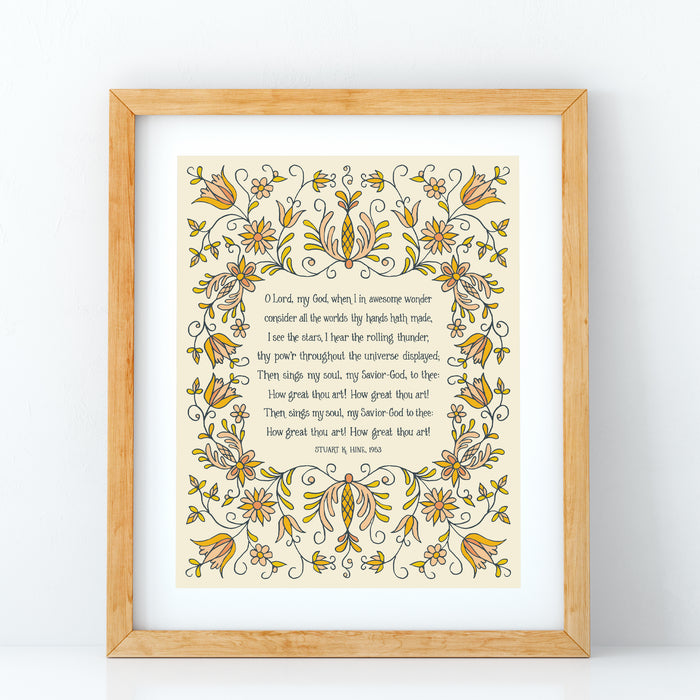 How Great Thou Art Hymn Art Print - Cream