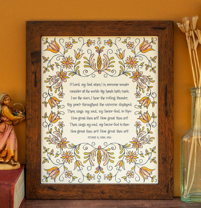 How Great Thou Art Hymn Art Print - Cream