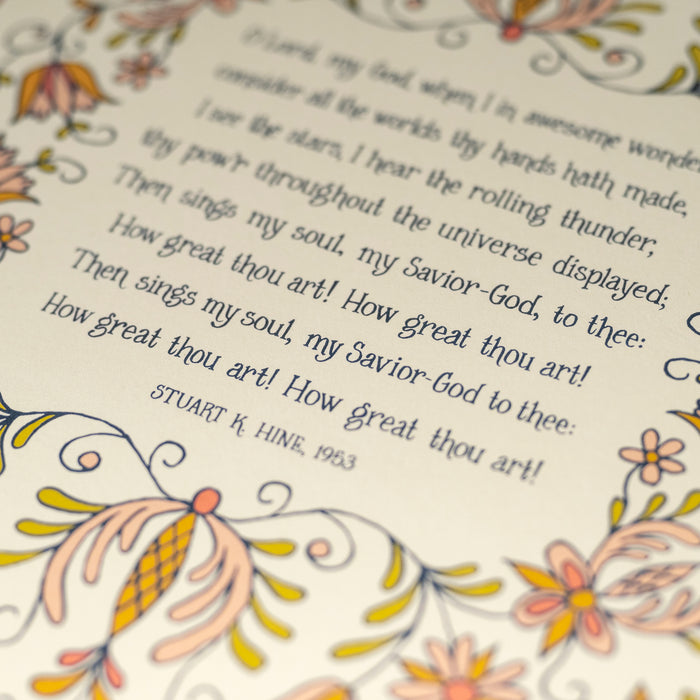How Great Thou Art Hymn Art Print - Cream