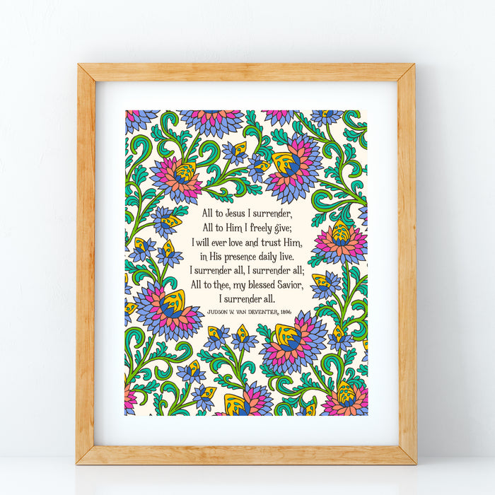 I Surrender All Hymn Art Print