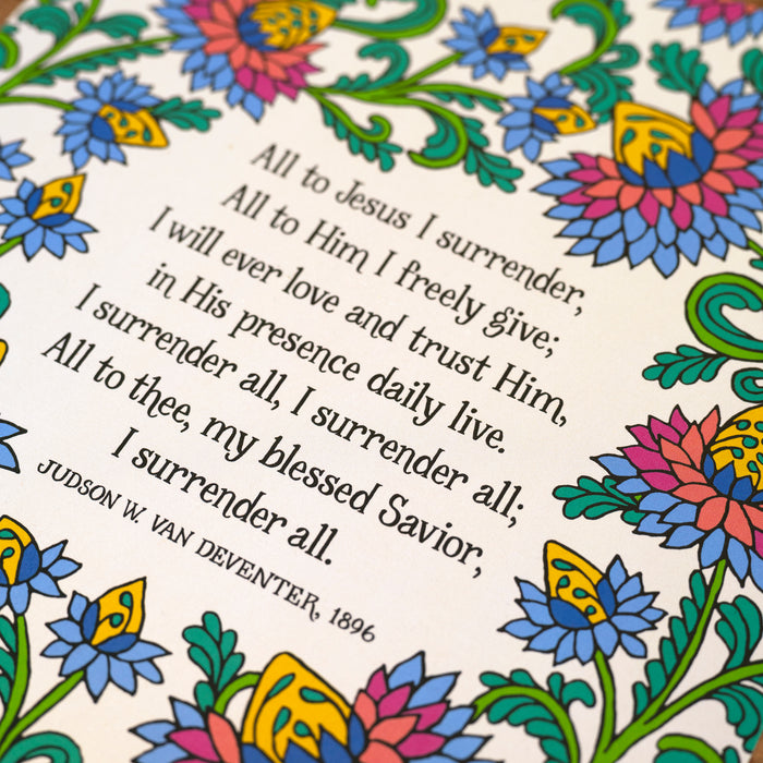 I Surrender All Hymn Art Print