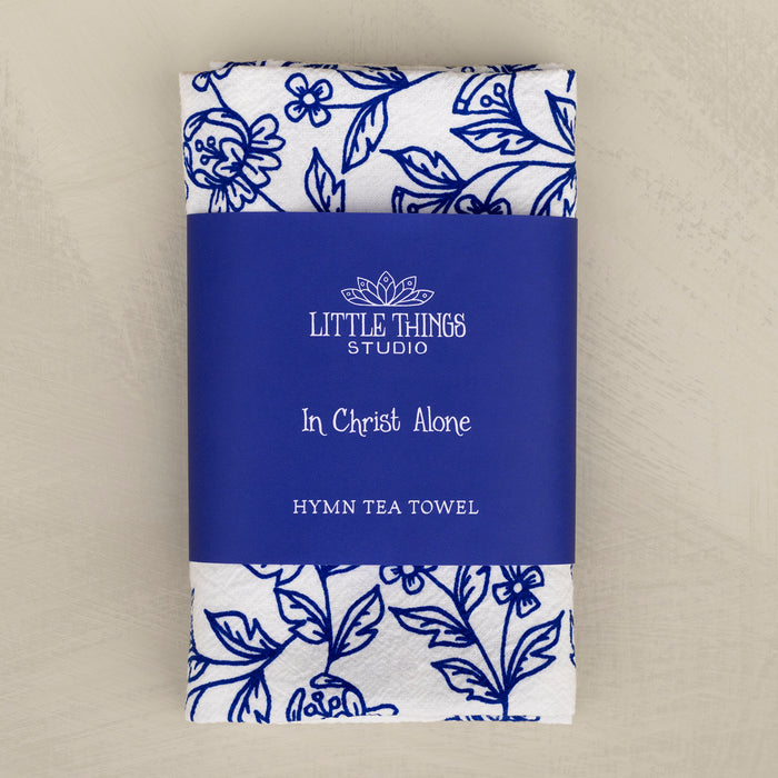 In Christ Alone Hymn Tea Towel  - Blue