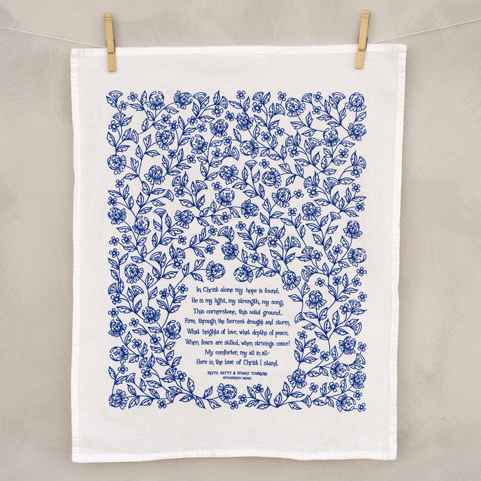 In Christ Alone Hymn Tea Towel  - Blue