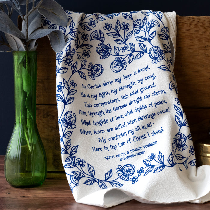 In Christ Alone Hymn Tea Towel  - Blue