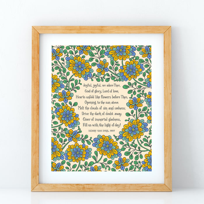 Joyful, Joyful, We Adore Thee Hymn Art Print - Cream