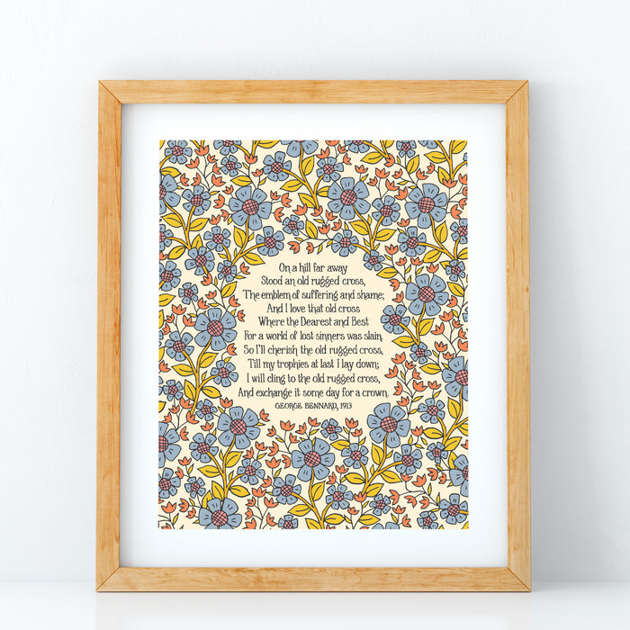 Old Rugged Cross Hymn Art Print