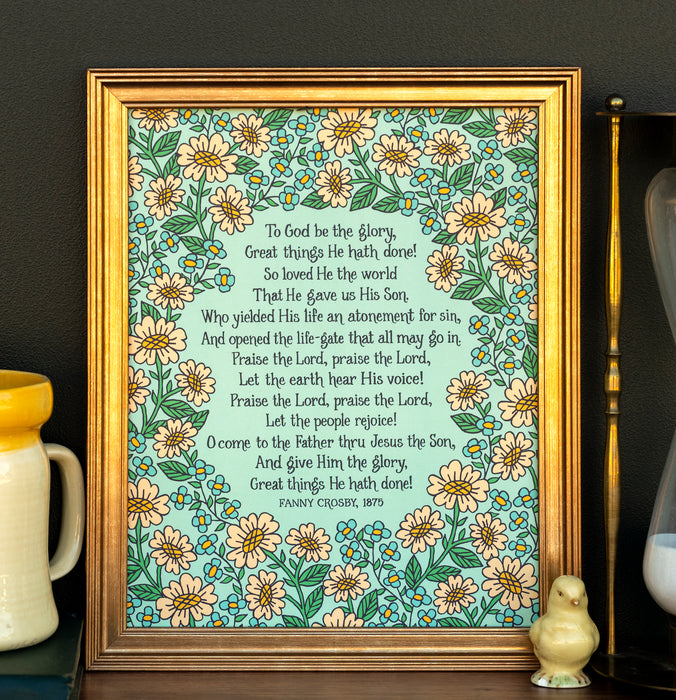 To God Be the Glory Hymn Art Print - Mint