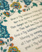 Great is thy faithfulness hymn art print 11x14 with blue floral on a cream background closeup hand-lettered text detail