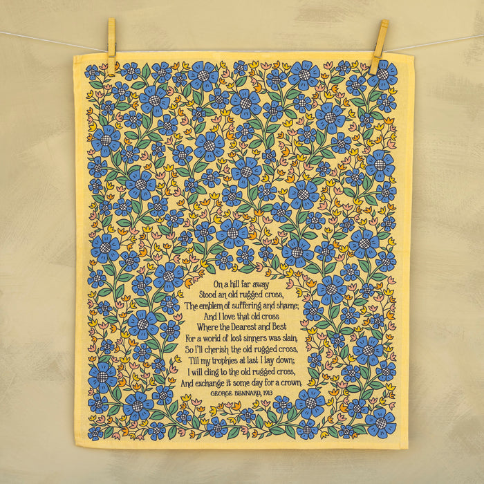 The Old Rugged Cross Hymn Tea Towel - Full Color