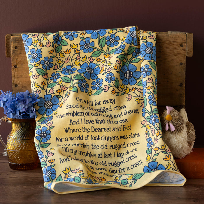 The Old Rugged Cross Hymn Tea Towel - Full Color