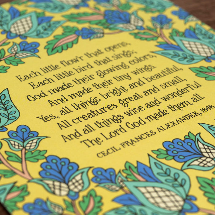 All Things Bright and Beautiful Hymn Art Print
