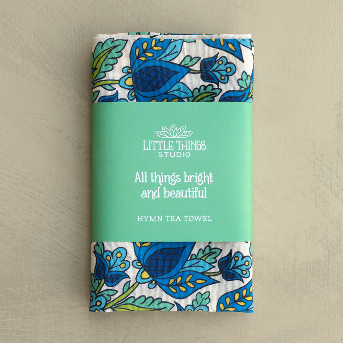 All Things Bright and Beautiful Hymn Tea Towel - Full Color