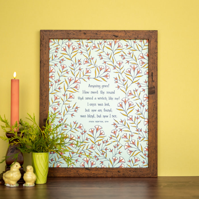 Amazing Grace Hymn Art Print - 11x14