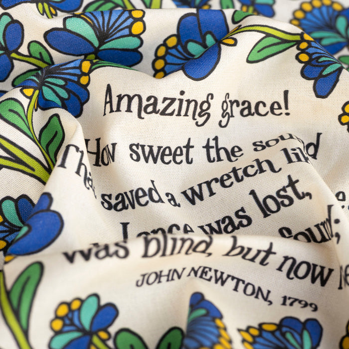 Amazing Grace Hymn Tea Towel - Cream Full Color
