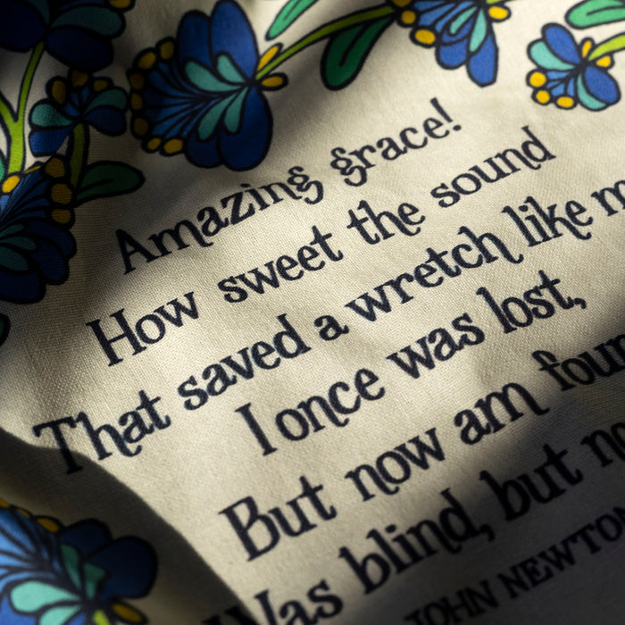 Amazing Grace Hymn Tea Towel - Full Color Cream