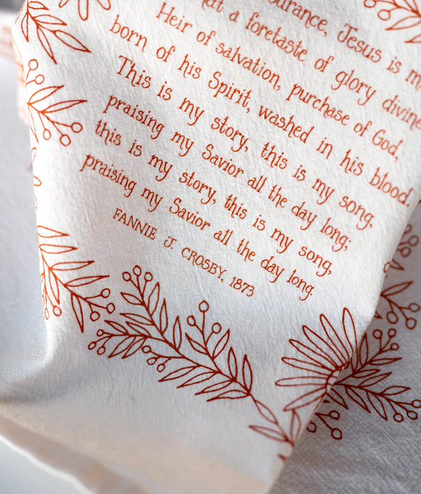 Blessed Assurance Hymn Tea Towel — 24"x20"