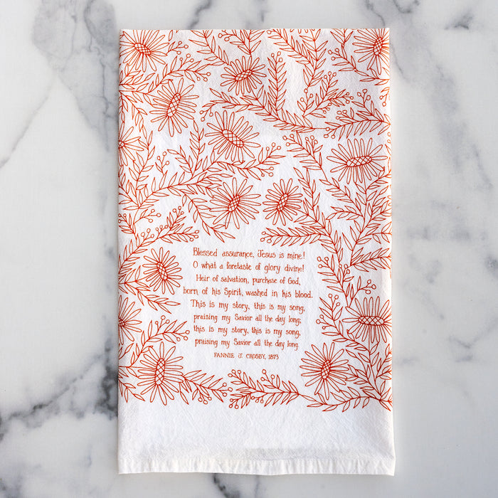 Blessed Assurance Hymn Tea Towel — 24"x20"