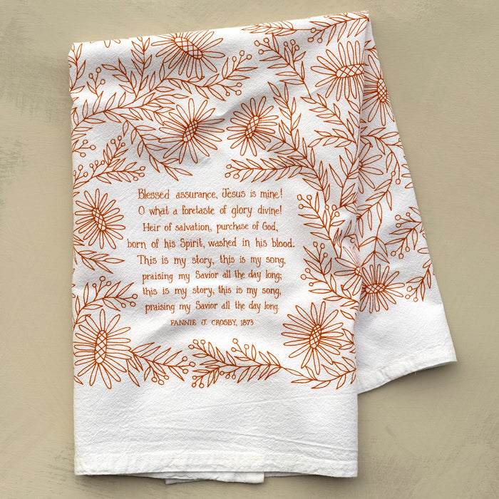 Blessed Assurance Hymn Tea Towel — 24"x20"