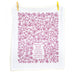 Blest Be the Tie hymn tea towel, printed on a cotton flour sack in midnight magenta, displayed unfolded and hung with clothes pins