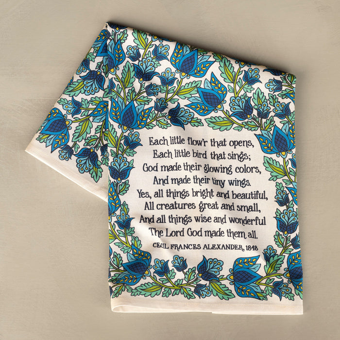 All Things Bright and Beautiful Hymn Tea Towel - Full Color