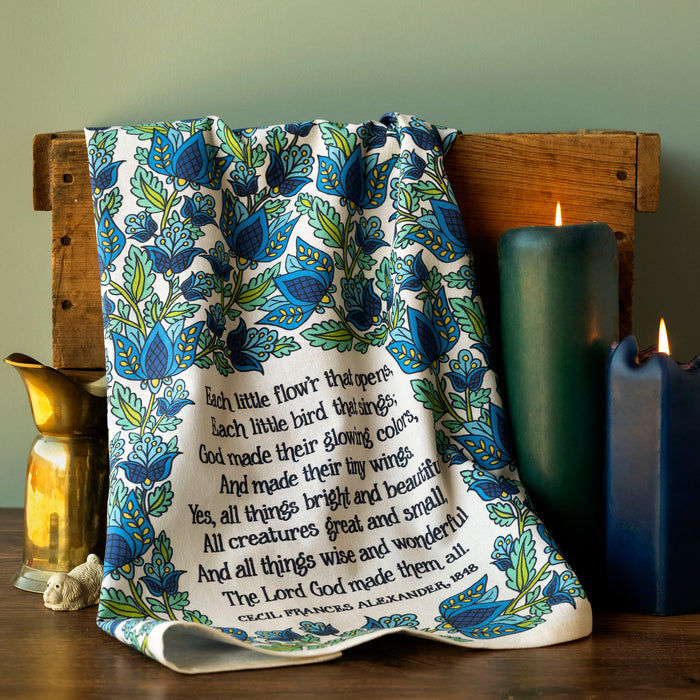 All Things Bright and Beautiful Hymn Tea Towel - Full Color