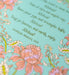 Text detail of hymn art print of Christ the Lord is Risen today, featuring hand-lettered hymn text and hand illustrated florals in corals and pinks against a mint green background