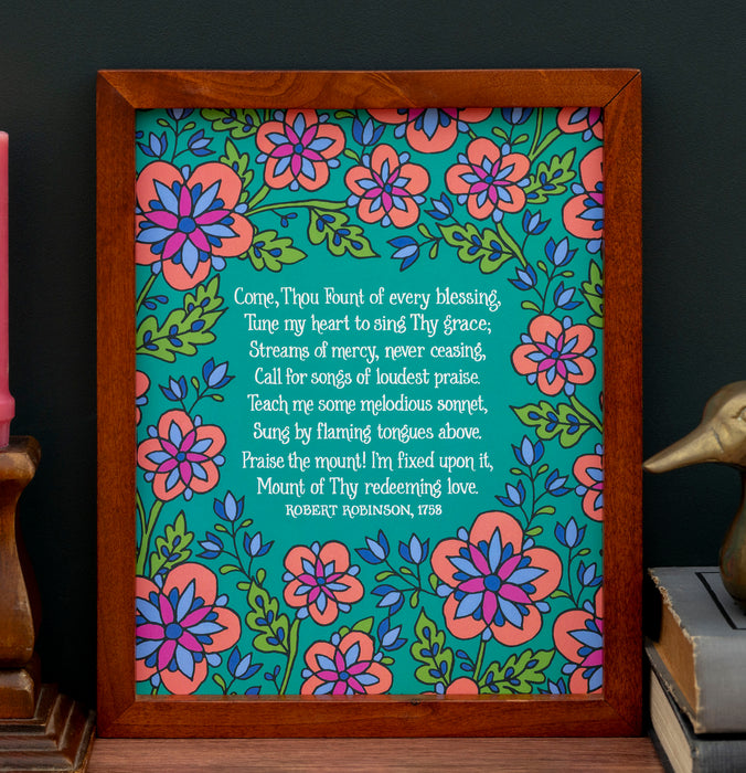 Come Thou Fount Hymn Art Print - Turquoise