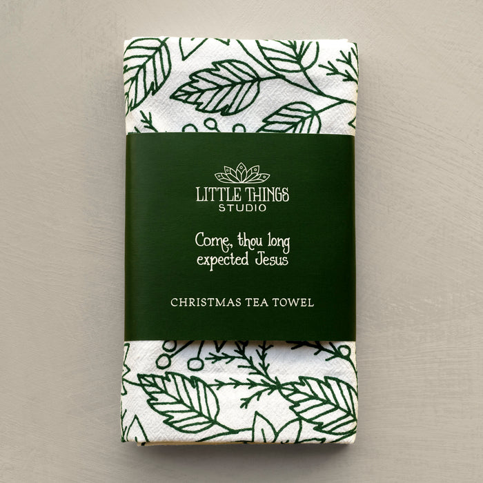 Come Thou Long Expected Jesus Christmas Tea Towel
