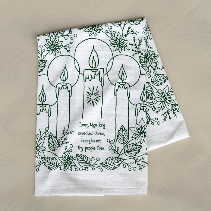 Come Thou Long Expected Jesus Christmas Tea Towel