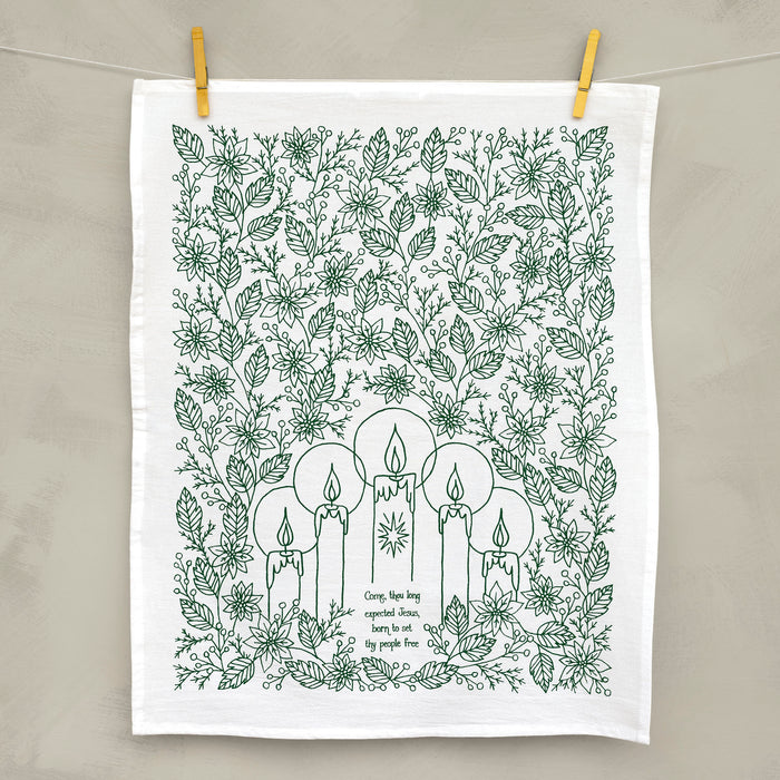 Come Thou Long Expected Jesus Christmas Tea Towel