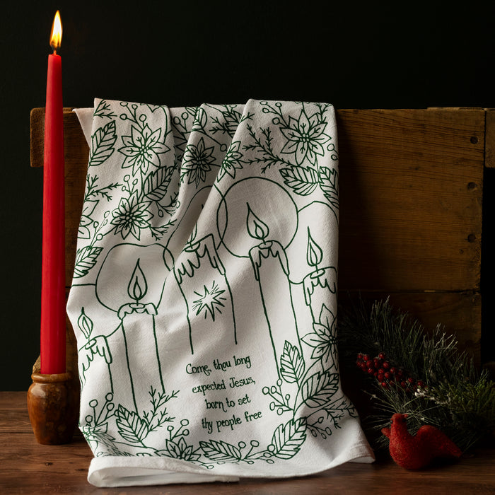 Come Thou Long Expected Jesus Christmas Tea Towel