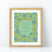 Dear Refuge Of My Weary Soul hymn art print surrounded by a gorgeous blue and lavender floral with a light teal background, displayed in a light wood frame.