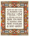 Flat print image of the Doxology wall art featuring hand lettered text surrounded by a multi-coloured stained glass illustration