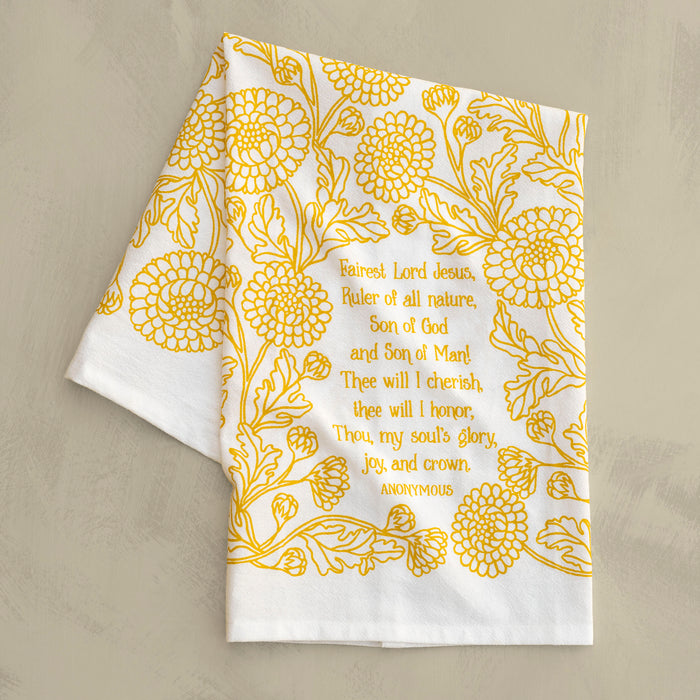 Fairest Lord Jesus Hymn Tea Towel