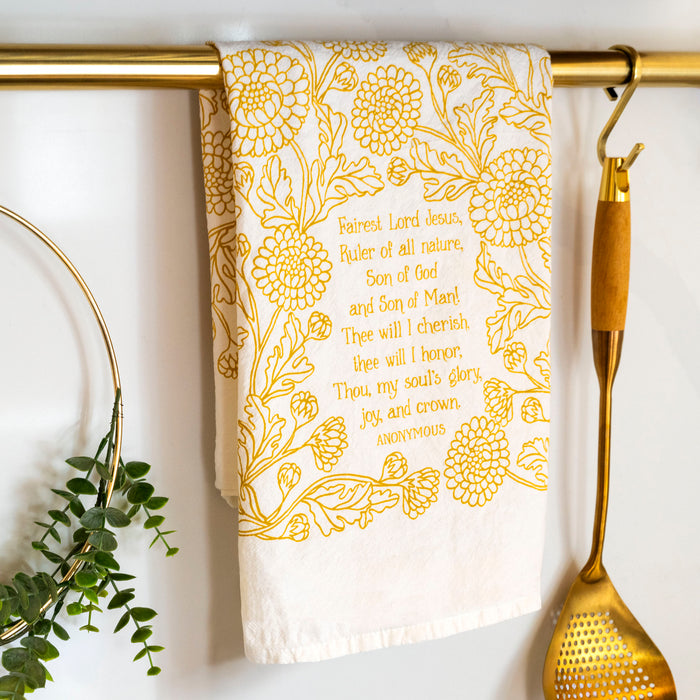 Fairest Lord Jesus Hymn Tea Towel