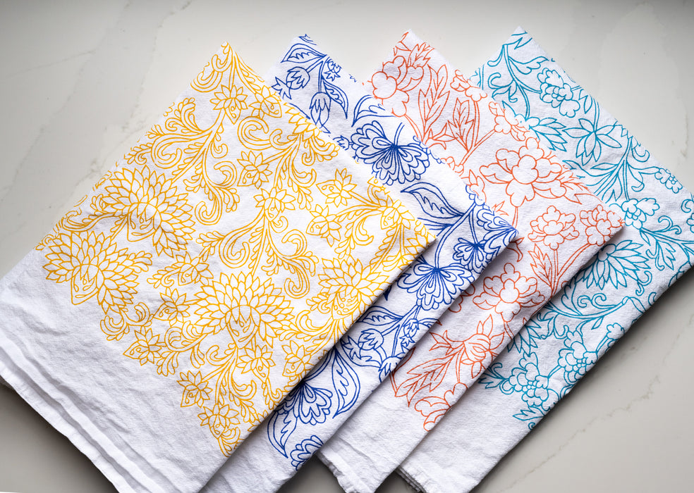 4 Floral Tea Towels - Set 1