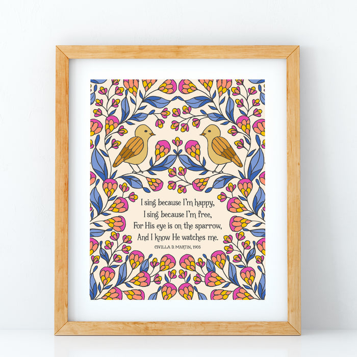 His Eye Is On the Sparrow Gospel Song Art Print